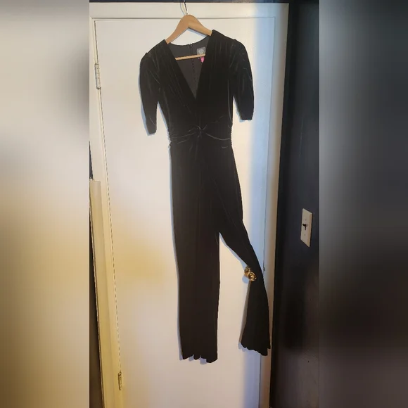Vince Camuto Velvet Knot-Waist Jumpsuit - Picture 6 of 7